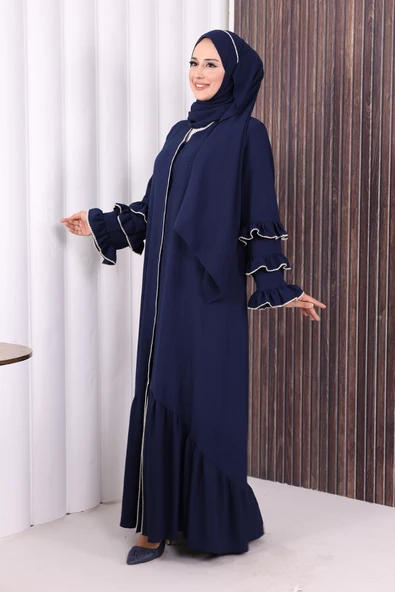 Şal ve Ferace İkili Takım 70018 Lacivert - Resim 3