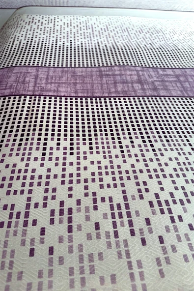 Alla Turca Çift Kişilik Modern Mozaik Desenli Pike – Lila | 200x240 cm | %100 Pamuk - 4