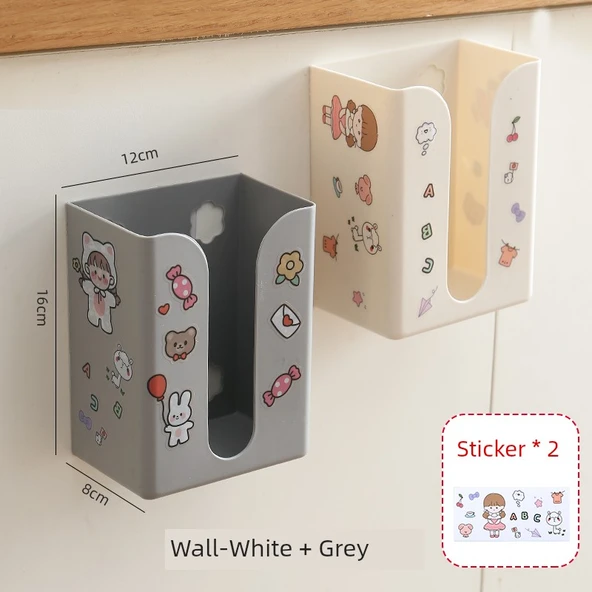 Duvara Monte Kağıt Havluluk - Deliksiz - Beyaz ve Gri Renkli 2'li Paket 2 Adet Stickerlı