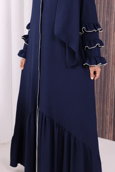 Şal ve Ferace İkili Takım 70018 Lacivert - Resim 6