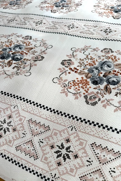 Alla Turca Tek Kişilik Kanaviçe Desenli Pike – Gri | 160x240 cm | %100 Pamuk - 3
