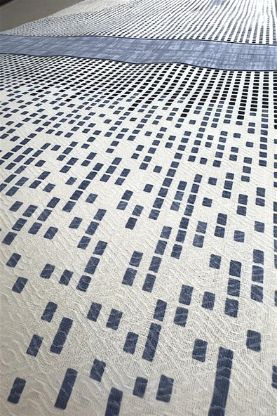 Alla Turca Çift Kişilik Modern Mozaik Desenli Pike – İndigo | 200x240 cm | %100 Pamuk - 5
