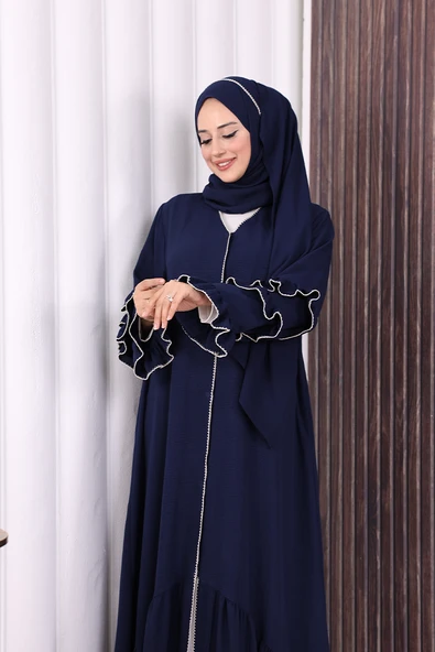 Şal ve Ferace İkili Takım 70018 Lacivert - Resim 5