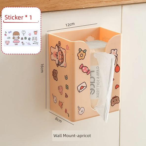 Duvara Monte Kağıt Havluluk - Deliksiz - Kayısı Renkli Yama ve Stickerlı