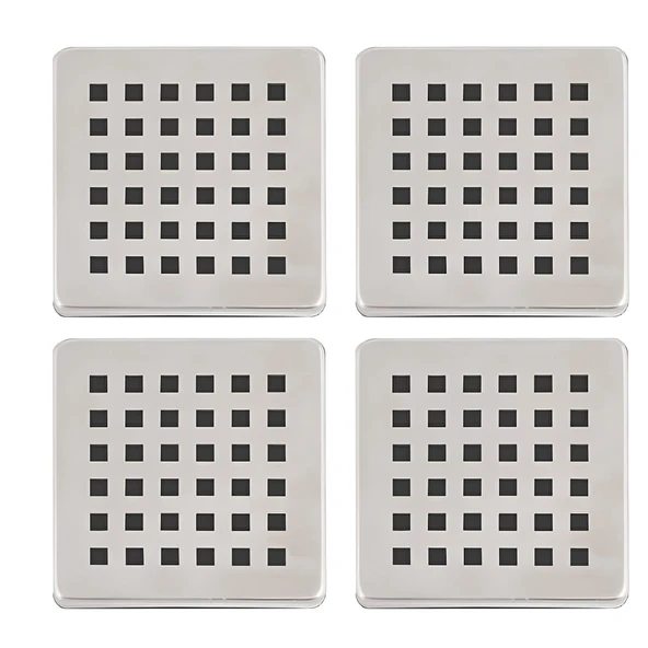 DESIPHON 4 Adet Paslanmaz Çelik Kare Delikli Banyo Yer Süzgeç Izgarası Üst Kapak 10X10 Süzgeç Uyumlu