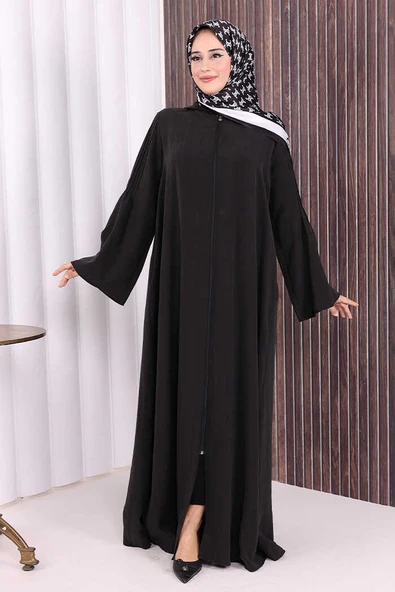 Fermuarlı Kapüşonlu Ferace 70016 Siyah ürün görseli