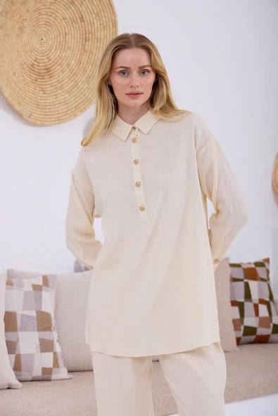 ŞEFFAF TAŞLI CUPRA KETEN TAKIM - 6