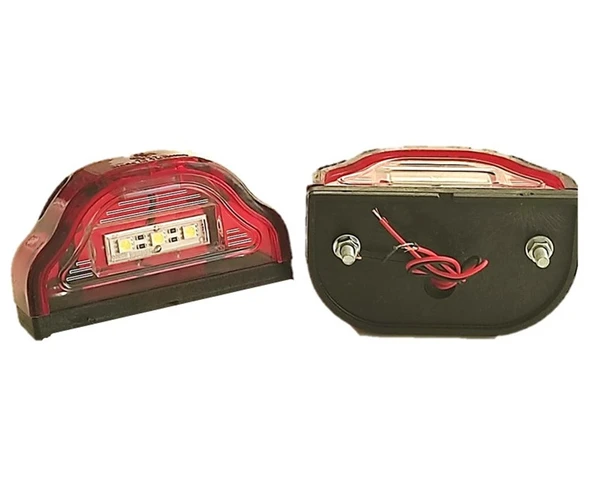 2 Adet Tır Kamyon Dorse Plaka Lambası Kobra Kırmızı 12-24 Volt - Resim 3