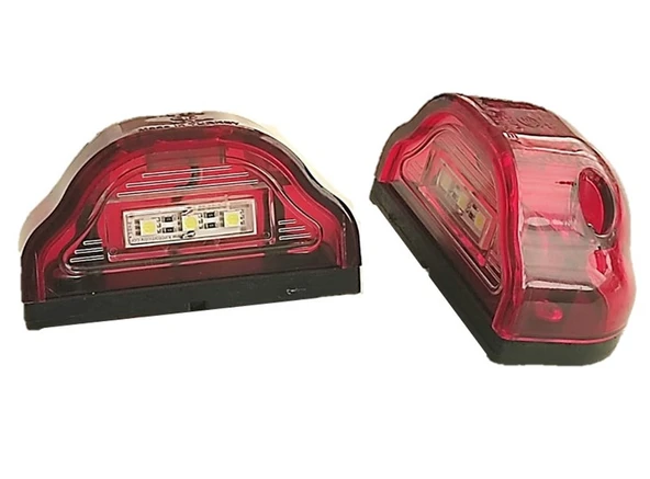 2 Adet Tır Kamyon Dorse Plaka Lambası Kobra Kırmızı 12-24 Volt - Resim 2