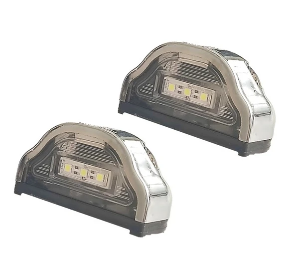 2 Adet Tır Kamyon Dorse Plaka Lambası Kobra Krom 12-24 Volt