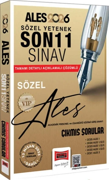 2026 ALES VIP Sözel Yetenek Son 11 Sınav Çıkmış Sorular Yargı Yayınları