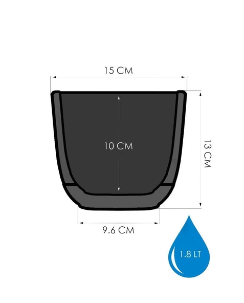 Omnipazar KRS-383 Dekoratif Plastik Mercan Kare Saksı 1.8 Litre No 3 - 8