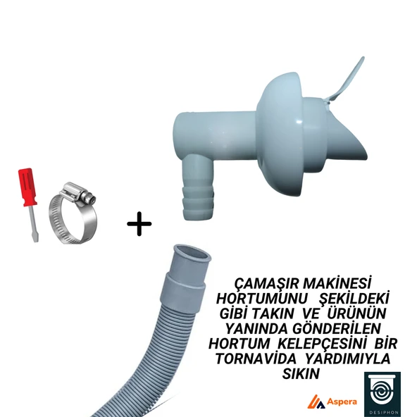 DESIPHON Çamaşır ve Bulaşık Makinesi Gider Koku Önleyici Çekvalf Adaptör Conta 50 mm Haşere ve Koku Koruma - 3