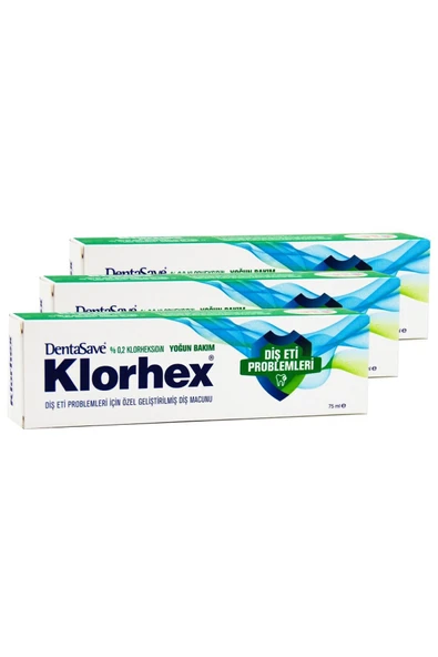 Klorhex %0,2 Yoğun Bakım ve Diş Eti Problemleri İçin Diş Macunu 75 ml 3 Adet