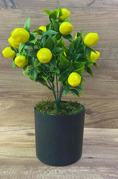 Yapay Limon Ağacı Dekoratif Limon Plastik Saksıda Limon Ağacı