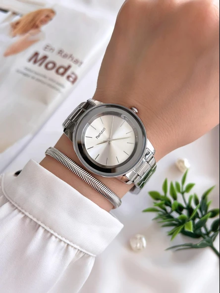 Ferrucci Kadın Kol Saati+Bileklik Özel Seri Çelik Kordon Kararma Renk Atma Yapmaz VS.BLKT.0352 - Resim 2