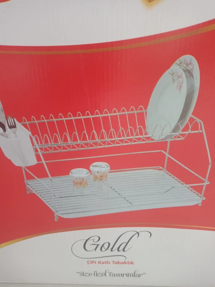 KİWA İKİ KATLI METAL BULAŞIKLIK GOLD