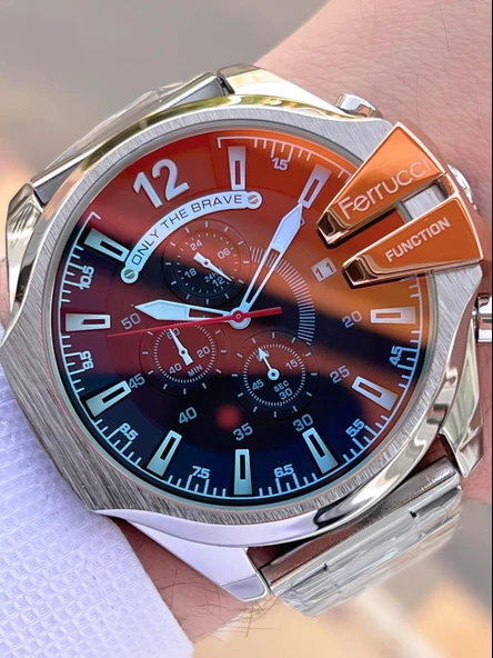 Ferrucci Renkli Cam Çelik Kordon İç Kadran Özellikleri Aktif 2 Yıl Garantili Erkek Kol Saati E.FC04 ürün görseli