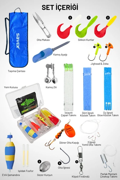 Tam Takım Kıyı Olta Seti - 300cm Kamış 30-60GR / 4000'lik Supreme Olta Makinesi - Taşıma Çantalı - Resim 2