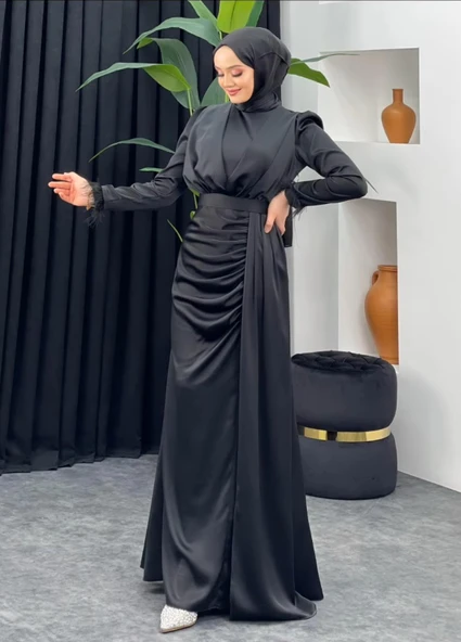 25Y4681 ABİYE SATEN BALIK MODEL KOLLARI TÜY DETAY