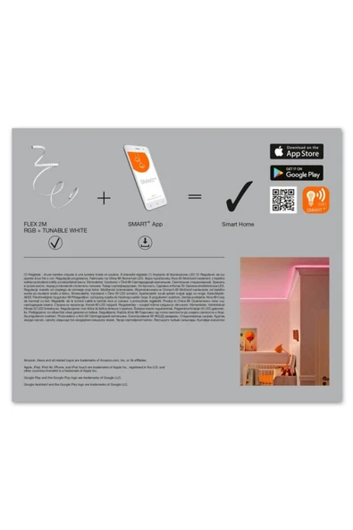 Ledvace Smart Led 8,5W RGBW 640lm 2 Metre WIFI Kontrollü Led Şerit - 2