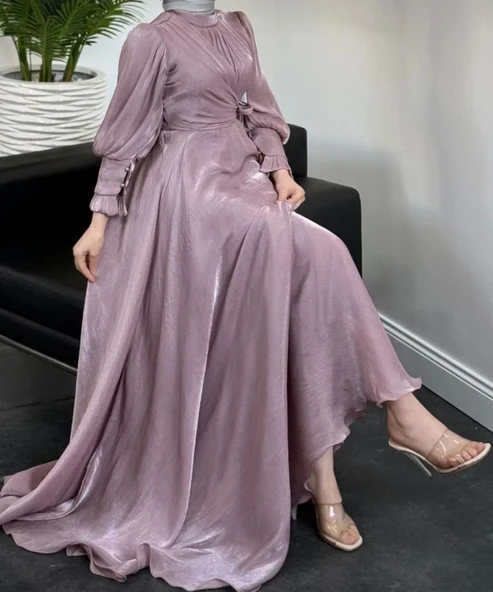 25Y4690 ELBİSE ABİYE JANJAN ÇAPRAZ BAĞLAMALI - Resim 5