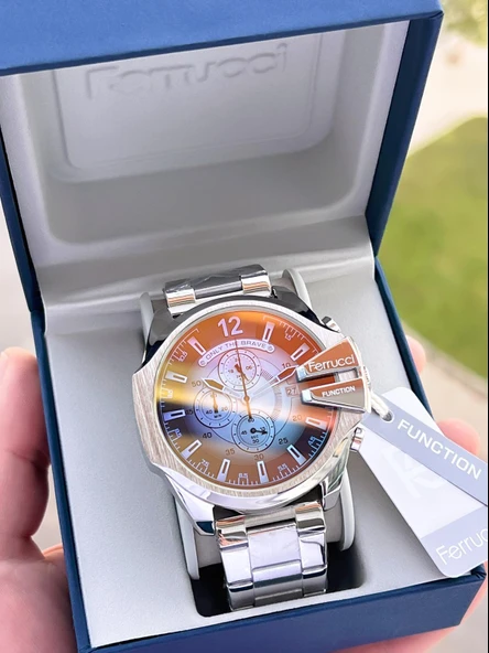 Ferrucci Renkli Cam Çelik Kordon İç Kadran Özellikleri Aktif 2 Yıl Garantili Erkek Kol Saati E.FC02 - Resim 6