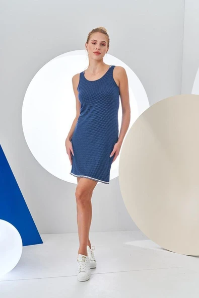 PJS 24197 Kadın Puantiyeli Askılı Elbise