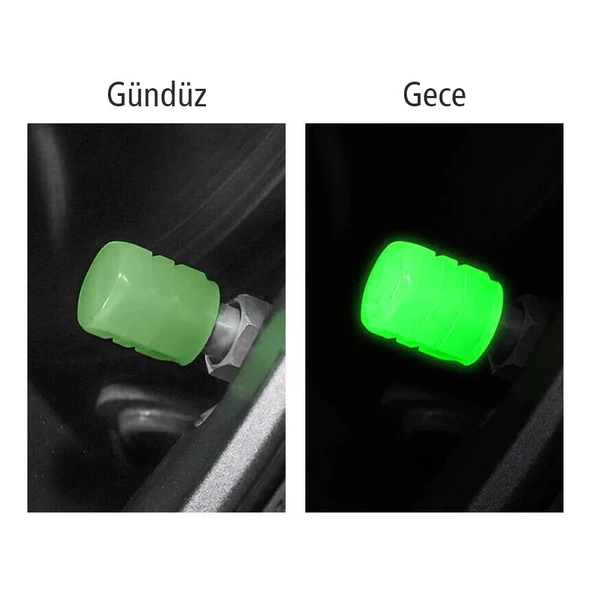 Ayt Sunup SN-21012 Yeşil Fosforlu Işık Saçan Lastik Sibop Kapak Tekli Fosforlu Oto Araç Lastik Sibop Kapağı - 2