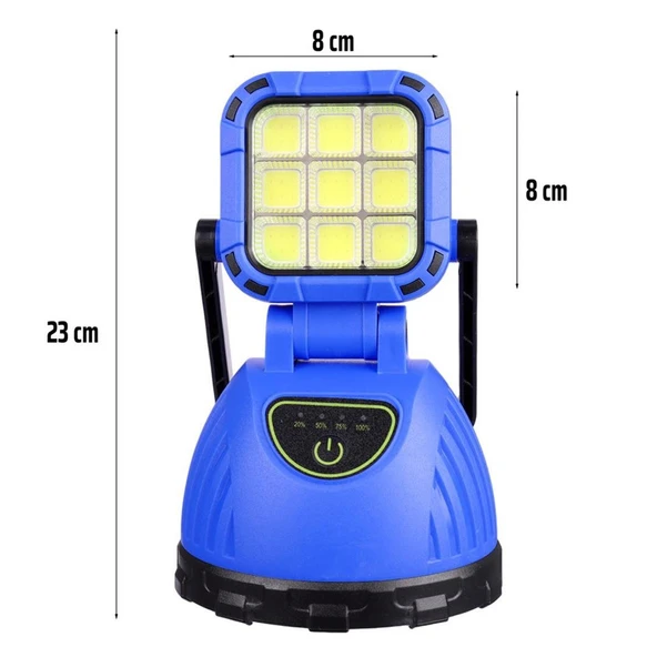 Powermaster PM-8033C 6 Modlu EL Feneri Ve Işıldak Acil Durum Lambası 9 Cob Ledli Solar Şarjlı - 2