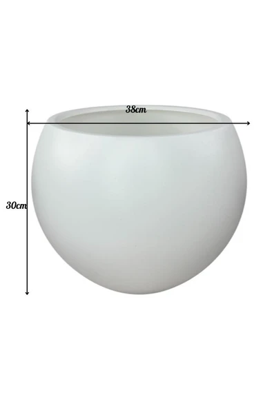 Nettenevime Küre Yuvarlak Top Vazo Dekoratif Saksı BEYAZ 38*30cm - 2