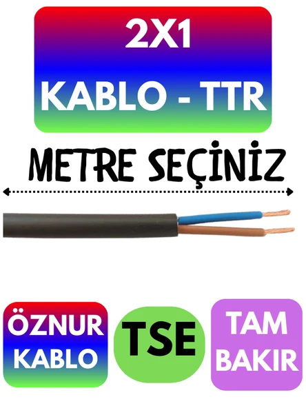 Öznur 2X1 TTR Kablo (Siyah) Metre Seçenekli
