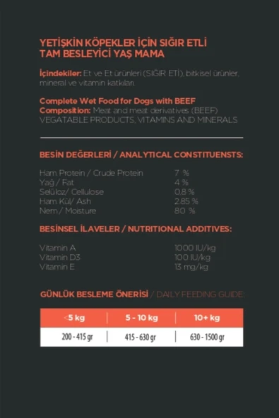 Köpek Yaş Mama Sığır Parça Etli Konserve Jöleli Premium Besleyici Yemek Tahılsız İçerik 12 x 415 gr - 3