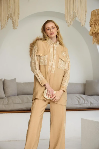 GOLD DANTELLİ İŞLEMELİ CUPRA TAKIM - 2