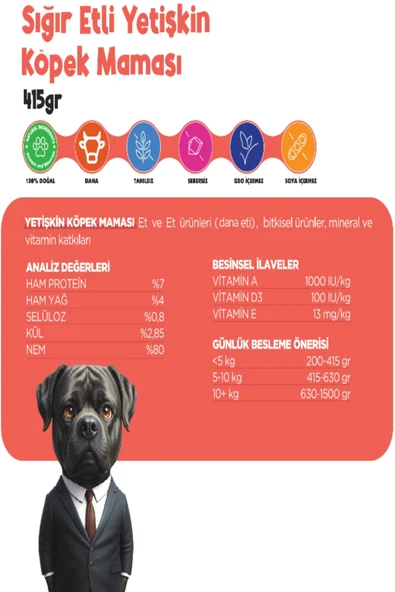 Köpek Yaş Mama Sığır Parça Etli Konserve Jöleli Premium Besleyici Yemek Tahılsız İçerik 12 x 415 gr - 4