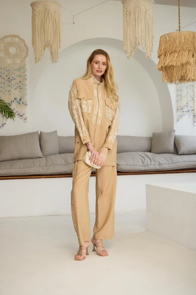 GOLD DANTELLİ İŞLEMELİ CUPRA TAKIM