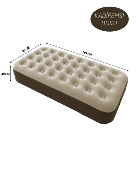 Nurgaz Campout Tek Kişilik Yüksek Şişme Yatak Krem - 1