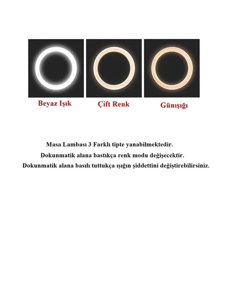 Şarjlı Beyaz ve Gün Işığı Masa Lambası - 4