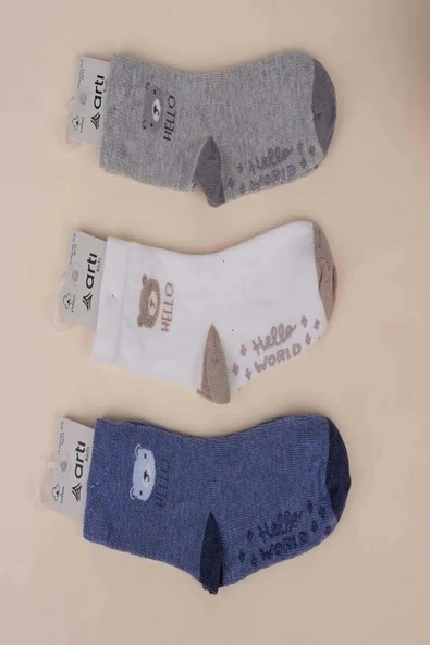 3'lü Erkek Çocuk Kaydırmaz Taban Soket Çorap ürün görseli 1