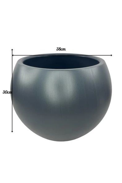 Nettenevime Küre Yuvarlak Top Vazo Dekoratif Saksı ANTRASİT 38*30cm - 2