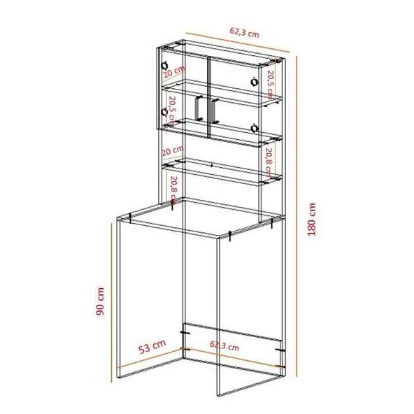 Kenzlife membran çamaşır makinesi dolabı hayzum trkbyz çitçit 180*66*55 mebran kapak suntalam gövde - Resim 4