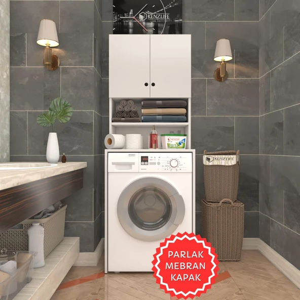 Kenzlife membran çamaşır makinesi dolabı hayzum byzbyz düz 180*66*55 mebran kapak suntalam gövde