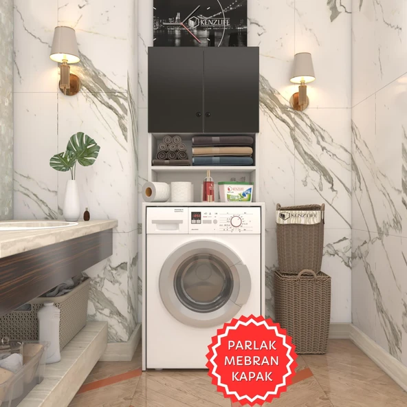 Kenzlife membran çamaşır makinesi dolabı hayzum syhbyz düz 180*66*55 mebran kapak suntalam gövde