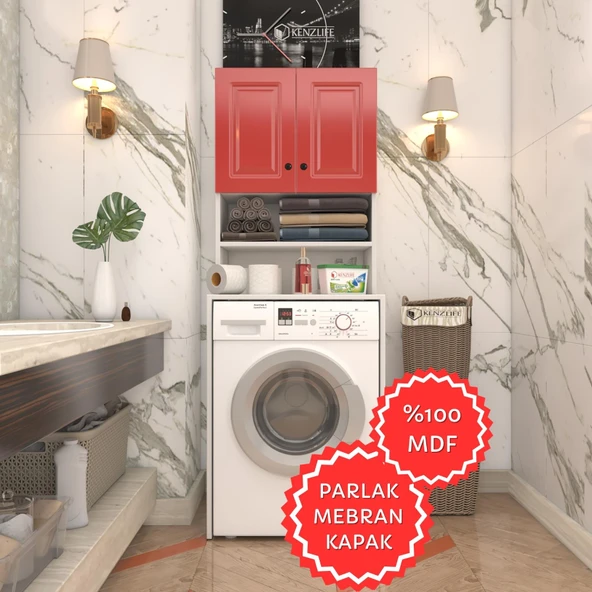 Kenzlife membran çamaşır makinesi dolabı hayzum krmbyz çerçeve 180*66*55 mebran kapak MDF gövde ürün görseli