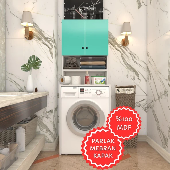 Kenzlife membran çamaşır makinesi dolabı hayzum trkbyz düz 180*66*55 mebran kapak MDF gövde