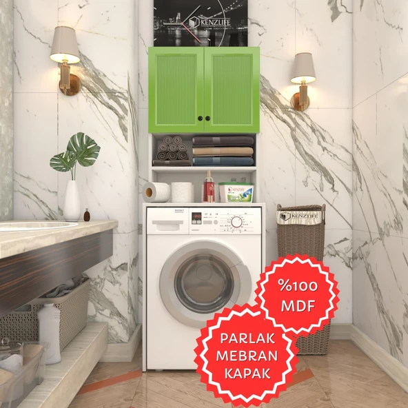 Kenzlife membran çamaşır makinesi dolabı hayzum yşlbyz çubuk 180*66*55 mebran kapak MDF gövde