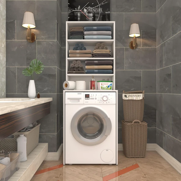 Kenzlife membran çamaşır makinesi dolabı hayzum khvbyz panjur 180*66*55 mebran kapak MDF gövde - 3