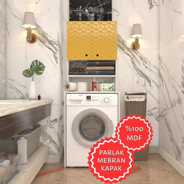 Kenzlife membran çamaşır makinesi dolabı hayzum hrdbyz küpşeker 180*66*55 mebran kapak MDF gövde