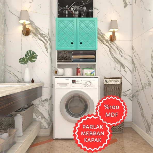 Kenzlife membran çamaşır makinesi dolabı hayzum trkbyz hasır 180*66*55 mebran kapak MDF gövde ürün görseli