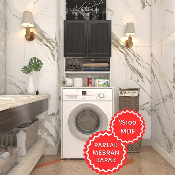 Kenzlife membran çamaşır makinesi dolabı hayzum syhbyz çubuk 180*66*55 mebran kapak MDF gövde ürün görseli